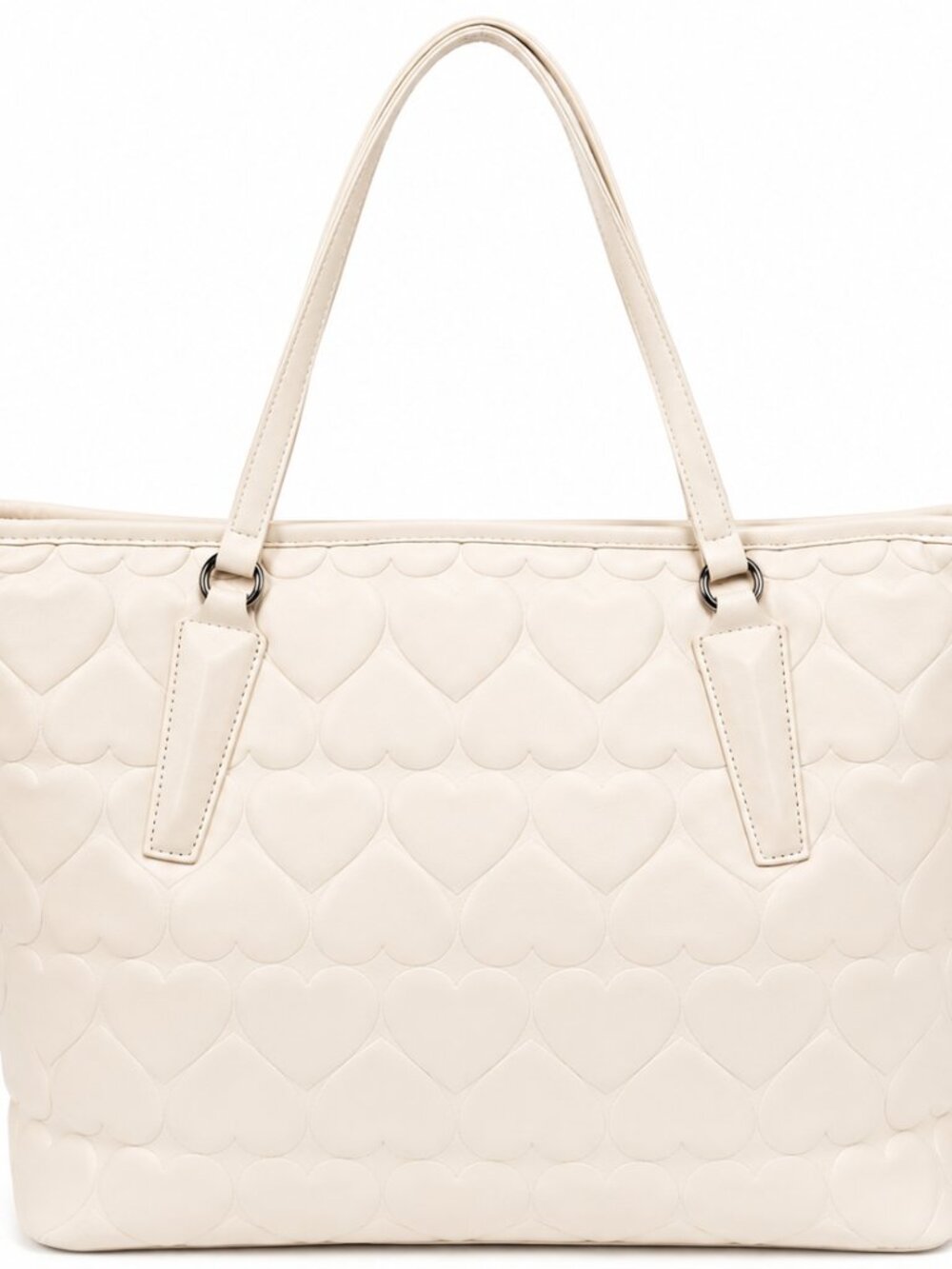 Betsey Johnson Xototo Quilted Heart Tote Bag Chalk White BM30635 NWT - Picture 3 of 6